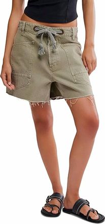 Free People Moxie Denim Shorts In Fern
