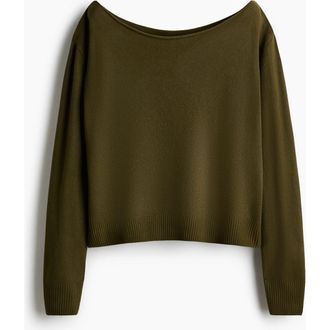 H&M Off-the-shoulder Jumper in Olive Green at Nordstrom, Size Xx-Large