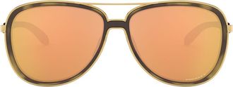 Oakley Split Time 58mm Prizm Polarized Pilot Sunglasses in Brown Tortoise Gold Prizm Rose at Nordstrom
