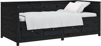 vidaXL Vidaxl - Sof&aacute; Cama Sin Colch&oacute;n Madera Maciza De Pino Negro 90x190 Cm