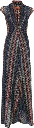 Missoni Chevron-brei jurk met V-hals - Dames - Avondkleed - Veelkleurig - L - Kleedjes