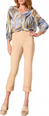 Tribal Audrey Mid Rise Straight Crop Jeans In Soft Tan