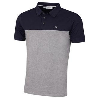 Calvin Klein Mens Colour Block Golf Polo Shirt - Navy/Silver Marl - XXL