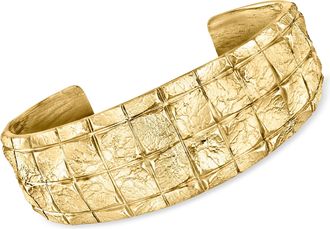 Ross-Simons Italian 18kt Gold Over Sterling Square-Pattern Cuff Bracelet