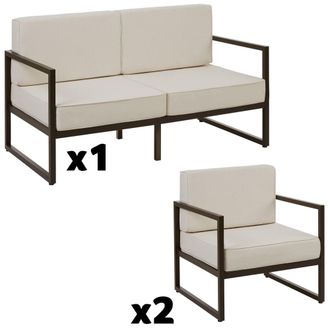 TecTake Conjunto de jard&iacute;n para 4 personas con acolchado XXL, marr&oacute;n/beige