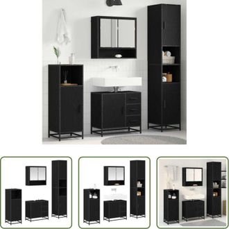 vidaXL Armadietto da bagno - Set di mobili per il bagno 4 pcs Rovere Nero Legno multistrato