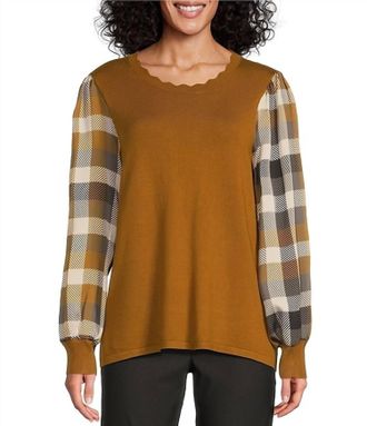 Multiples Cross My Heart Sweater In Brown