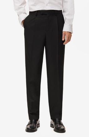 Mango Regular Fit Pleated Pants in Black at Nordstrom, Size 34
