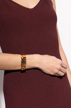 Versace Brass Bracelet With Greek Pattern, Womens, Gold