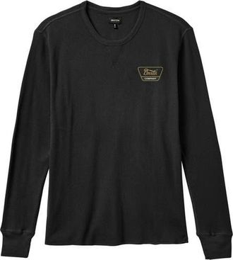 Brixton Linwood Long Sleeve Thermal Cotton Graphic T-Shirt in Black/Washed Copper/Washed at Nordstrom, Size Xx-Large