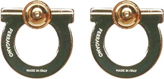 Ferragamo Womens Stud Earrings Gancini Gold Plexiglass
