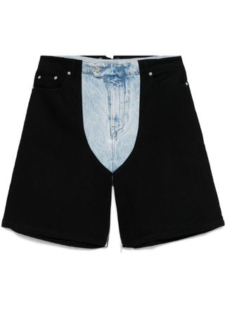 MUGLER Shorts denim con design bicolore - Nero