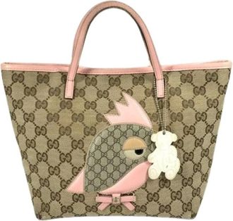 Gucci Pre-owned Tote Bags, female, Beige, Size: ONE SIZE Pre-owned Canvas Tote Bag