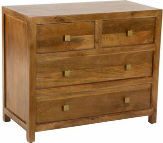 Wanderlust Deco C&oacute;moda de madera marr&oacute;n de 2 cajones y 2 puertas 90x45x75h cm