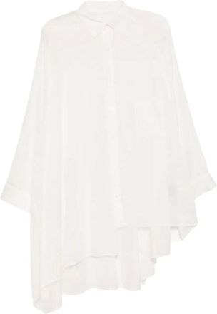 Yohji Yamamoto Overhemden, Dames, Wit, M, Raglan Blouse met lange mouwen