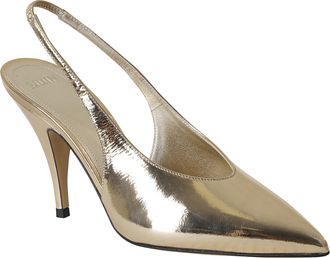 3Juin Pointed-Toe Slingback Heels With Metallic Finish
