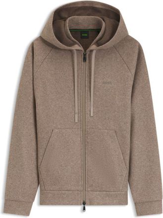 BOSS Relaxed-fit zip-up hoodie with double-layered neckline