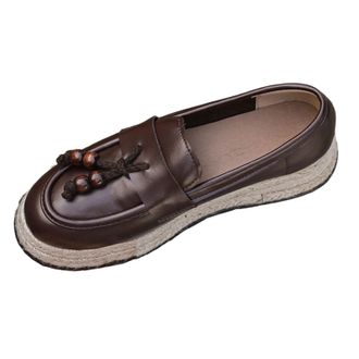 Generic Brown Ladies Casual Fashion Fisherman Shoes Rope Bottom Wedge Heels for Outdoor Walking and Versatile Outfits