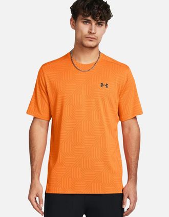 Under Armour Mens Under Armour Tech T-Shirt Vent Geotessa Short Sleeve T-Shirt - Orange - Size: 36