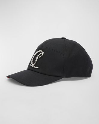Christian Louboutin Men & apos;s Mooncrest CL-Rhinestone Baseball Cap