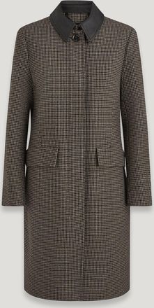 Belstaff Belstaff Stannic Coat Womens Wool Cashmere Blend Burnt Oak Houndstooth Size UK 8
