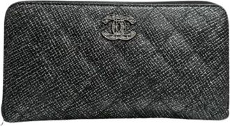 Chanel Pre-owned Matelasse Lederen Portemonnee - Dames - Vintage Accessoires - Zwart - ONE Size - Leer - Vintage