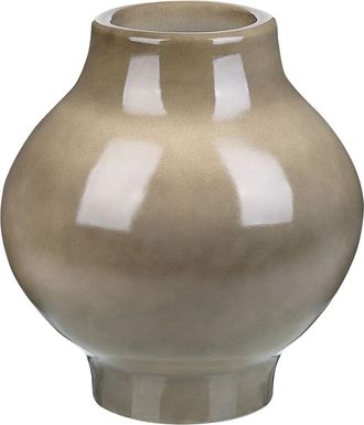 Beliani Florero De Terracota Gris Pardo 31 Cm Forma Redonda Sala De Estar Dormitorio Magan
