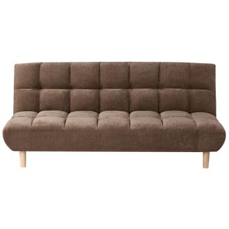 Beliani Sof&aacute; Cama De Tela Moderno Sin Reposabrazos 2 Plazas Con Respaldo Acolchado Y Asiento Capiton&eacute; Patas De Madera Marr&oacute;n Risor