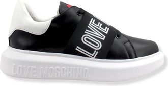 Love Moschino Leren en Stoffen Sneakers - Dames - Sneakers - Zwart - 36 EU - Leer - Schoenen