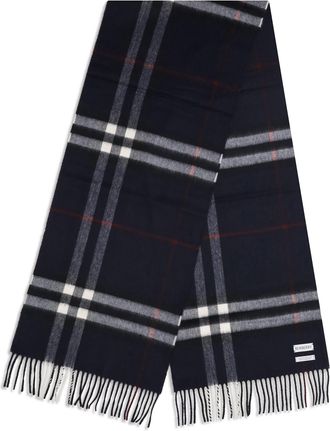 Burberry Womens Cashmere Check Scarf Ink Blue Kashmir-Capra Hircus Kashmir/capra Scarfs
