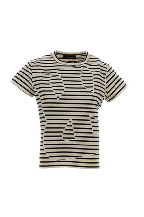 Wales Bonner Cropped Cotton Jersey T-Shirt with Textured Stripes