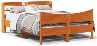 vidaXL Vidaxl - Estructura Cama Con Cabecero Madera Pino Marr&oacute;n Cera 120x200 Cm