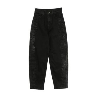 Liu Jo Barrel Jeans met Strass - Dames - Loose Fit Jeans - Zwart - W26 - Katoen - Jeans