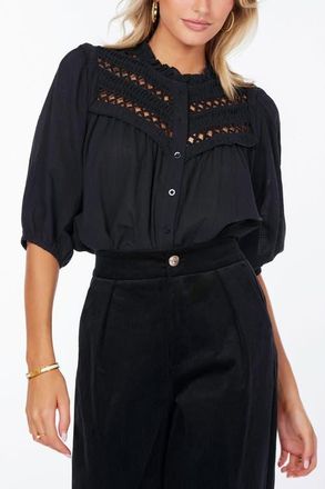 Bishop + Young Chelsea Detail Blouse in Soft Black at Nordstrom, Size X-Small