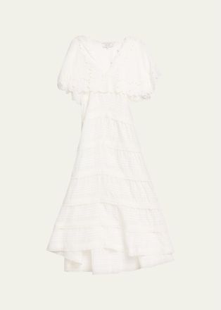 Sea New York Eleannora Embroidered Midi Dress