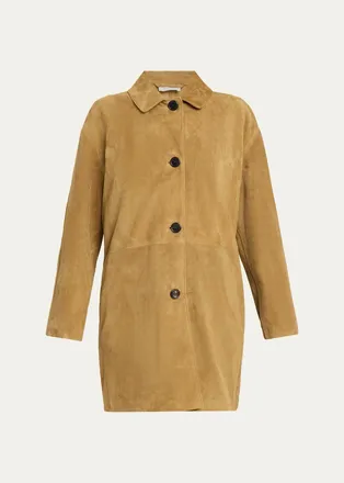 The Row Damir Suede Single-Breasted Car Coat