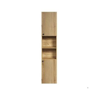 ebuy24 Mueble Columna Para Ba&ntilde;o Purebliss Ebuy24 Con Decoraci&oacute;n Roble, Con 2 Puertas Y Estantes, Acabado Efecto Madera