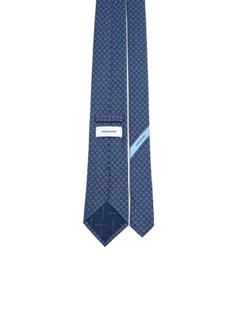 Ferragamo Tetris Motif Silk Necktie - Blue