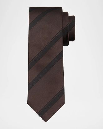 Brunello Cucinelli Men & apos;s Regimental Stripe Silk Tie