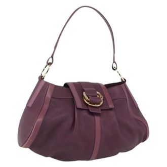 Bulgari Pre-owned Leren Schoudertas - Dames - Pre-owned - Paars - Maat: ONE Size Leer