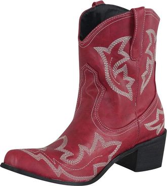 Generic Wide Fit Cowboy Ankle Boots for Women Classic Embroidery Pointed Toe Western Cowboy Boots Western Style Low Heeled Cowboy Ankle Boots with Zipper Warm