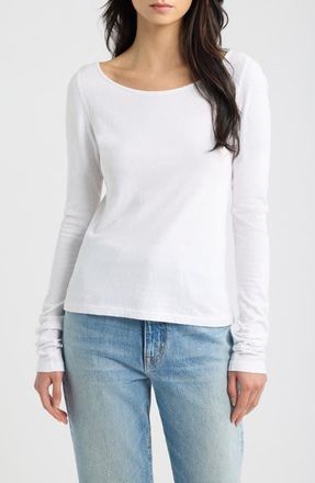 Re/Done Monroe Long Sleeve T-Shirt in Optic White at Nordstrom, Size X-Small