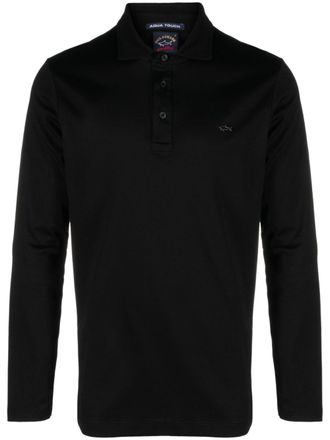 Paul & Shark logo-plaque cotton polo shirt - men - Cotton - XXXL - Black