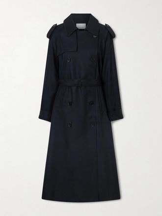 Frankie Shop Trench Doppiopetto In Twill Con Cintura Veyron - Nero