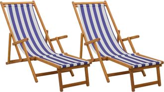 vidaXL Tumbona Plegable 2 Pcs 3 Posici&oacute;n Madera De Eucalipto Maciza Vidaxl