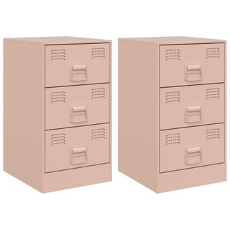 vidaXL Mesitas De Noche 2 Unidades Acero Rosa 34,5x39x62 Cm Vidaxl