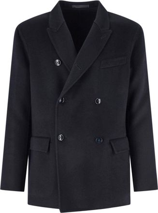 Giorgio Armani Blue Double-Breasted Cashmere Blazer