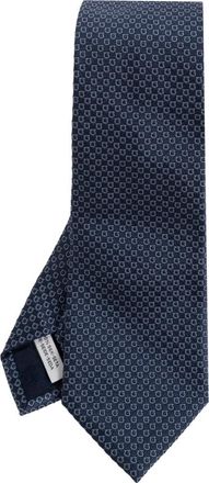 Ferragamo Zijden Das - Heren - Stropdassen - Blauw - ONE Size - Leer - Accessoires