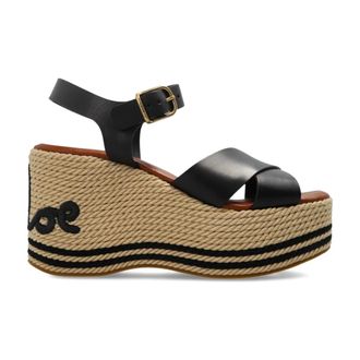 Chlo&eacute; Wedges, female, Black, Size: 10 US Sand Wedge Sandal