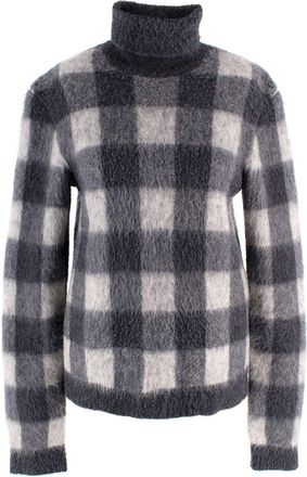 Balenciaga Checked Roll Neck Wool Blend Jumper Size S